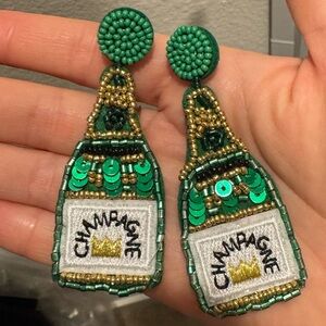 Beaded Champagne Bottle Earrings